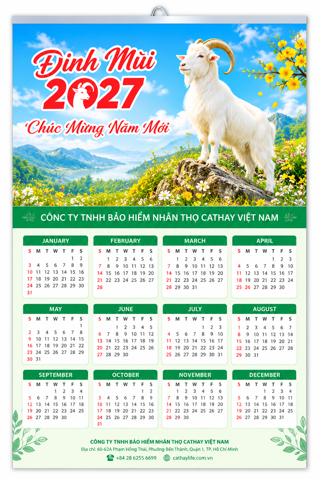 5 Mẫu Lịch Tết 2027 - lịch treo tường