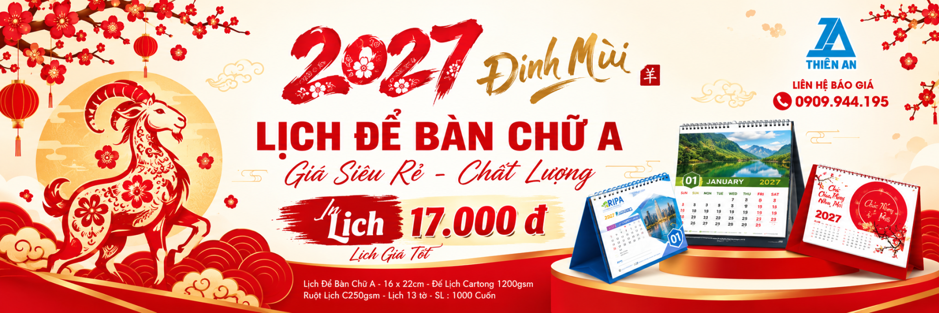 Banner Lịch Tết 2027 Đinh Mùi